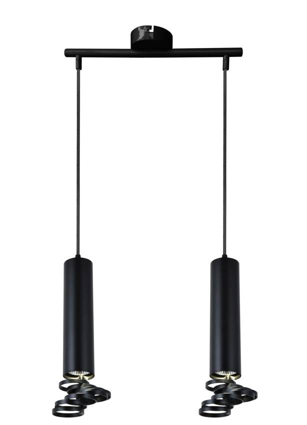 Lampa wisząca tuba podwójna czarna metalowa GU10 regulowana wysokość