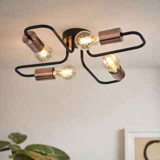 Lampa sufitowa Herpe okrągła 4-punktowa do salonu metalowa