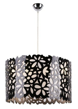 Lampa wisząca Simona czarna z ażurowym kloszem do salonu 3xE14