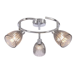 Lampa sufitowa Jeffrey okrągła ze szklanymi kloszami 3-punktowa metalowa