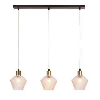 Lampa wisząca nad wyspę kuchenną Greniko potrójna do jadalni szklane klosze bezbarwne czarna E14