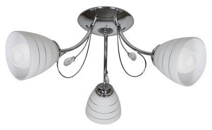 Lampa sufitowa chrom 3x40W biały klosz z kryształkami Simpli Candellux 33-63847