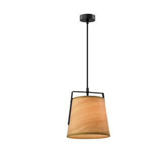 Lampa wisząca z abażurem Milbury czarna żółty abażur E27 do salonu
