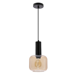 LINOX lampa wisząca czarny 1x40 E27 klosz bursztynowy