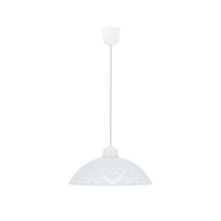 Lampa wisząca Bronte szklana z białym kloszem z wzorem do jadalni E27
