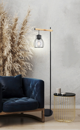 Lampa podłogowa Bernita z kloszem do salonu 1-punktowa metalowa