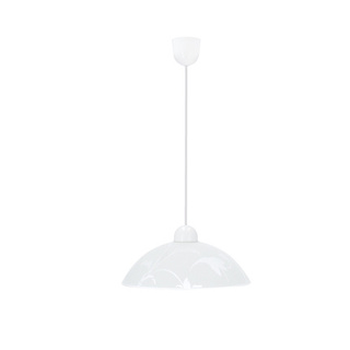 Lampa wisząca Mangano szklana z kloszem białym do jadalni E27 pojedyncza