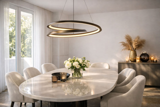 Lampa wisząca Callas czarna pierścieniowa do jadalni LED zmienna barwa światła