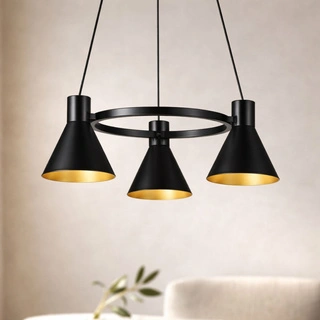 Lampa wisząca More czarno-złota metalowa 3xE27 do salonu i jadalni