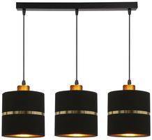 Assam lampa wisząca czarny+złoty 3x60w e27 abażur czarny+złoty pasek