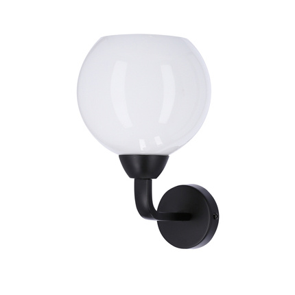 Caldera lampa kinkiet czarny 1x60w e27 klosz biały