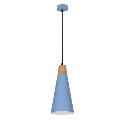Lampa wisząca niebieska metalowa + drewno Faro Ledea 50101258