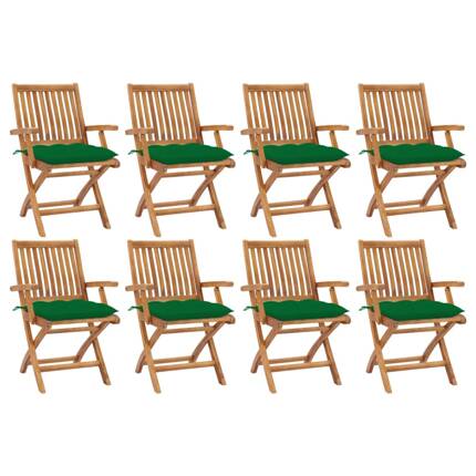 vidaXL Składane krzesła ogrodowe z poduszkami, 8 szt., drewno tekowe